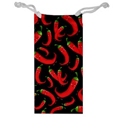 Seamless-vector-pattern-hot-red-chili-papper-black-background Jewelry Bag by uniart180623