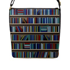 Bookshelf Flap Closure Messenger Bag (l) by uniart180623