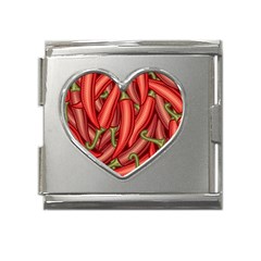 Seamless-chili-pepper-pattern Mega Link Heart Italian Charm (18mm) by uniart180623