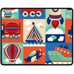 Toy-transport-cartoon-seamless-pattern-with-airplane-aerostat-sail-yacht-vector-illustration Two Sides Fleece Blanket (Medium) 58.8 x47.4  Blanket Front