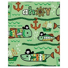 Seamless Pattern Fishes Pirates Cartoon Drawstring Bag (small) by uniart180623