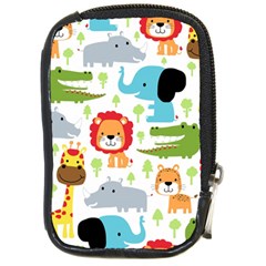 Seamless-pattern-vector-with-animals-cartoon Compact Camera Leather Case by uniart180623