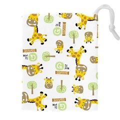 Vector-pattern-with-cute-giraffe-cartoon Drawstring Pouch (5xl) by uniart180623