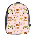 Cute-tiger-car-safari-seamless-pattern School Bag (Large) Front