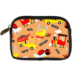 Seamless-pattern-cartoon-with-transportation-vehicles Digital Camera Leather Case by uniart180623