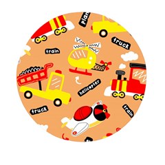 Seamless-pattern-cartoon-with-transportation-vehicles Mini Round Pill Box by uniart180623