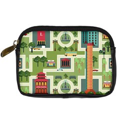 City-seamless-pattern Digital Camera Leather Case by uniart180623