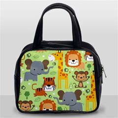 Seamless-pattern-vector-with-animals-wildlife-cartoon Classic Handbag (two Sides) by uniart180623