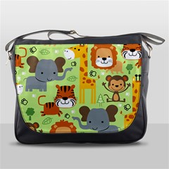 Seamless-pattern-vector-with-animals-wildlife-cartoon Messenger Bag by uniart180623