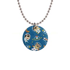 Seamless-pattern-funny-astronaut-outer-space-transportation 1  Button Necklace by uniart180623