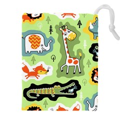 Seamless-pattern-with-wildlife-animals-cartoon Drawstring Pouch (5xl) by uniart180623