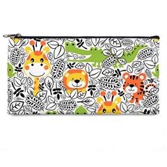 Seamless-pattern-with-wildlife-cartoon Pencil Case by uniart180623