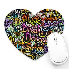 Graffiti-word-seamless-pattern Heart Mousepad by uniart180623