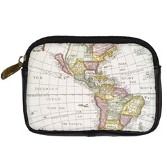 Vintage Map Of The Americas Digital Camera Leather Case by uniart180623