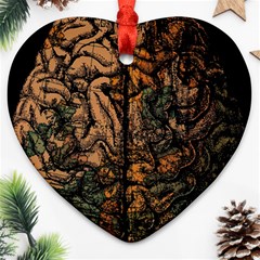 Always On My Mind Brain Map Vintage Heart Ornament (two Sides) by uniart180623