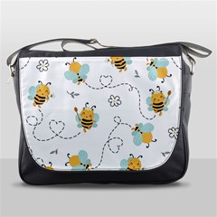 Bee Art Pattern Design Wallpaper Background Print Messenger Bag by uniart180623