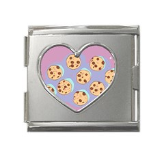 Cookies Chocolate Chips Chocolate Cookies Sweets Mega Link Heart Italian Charm (18mm) by uniart180623