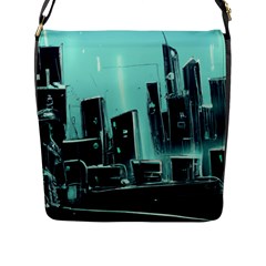 Buildings City Urban Destruction Background Flap Closure Messenger Bag (l) by uniart180623