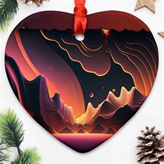 Fire Flame Burn Hot Heat Light Burning Orange Heart Ornament (two Sides) by uniart180623