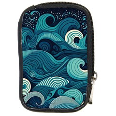 Waves Ocean Sea Abstract Whimsical Abstract Art Compact Camera Leather Case by uniart180623