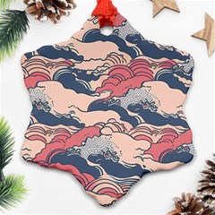 Waves Ocean Sea Water Pattern Rough Seas Ornament (snowflake) by uniart180623