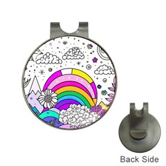 Rainbow Fun Cute Minimal Doodle Drawing Art Hat Clips With Golf Markers by uniart180623