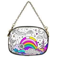 Rainbow Fun Cute Minimal Doodle Drawing Art Chain Purse (one Side) by uniart180623