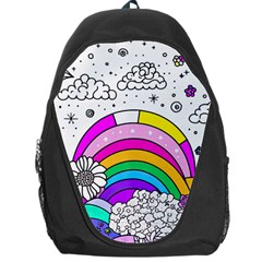 Rainbow Fun Cute Minimal Doodle Drawing Art Backpack Bag by uniart180623