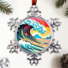 Waves Ocean Sea Tsunami Nautical Arts Metal Large Snowflake Ornament by uniart180623