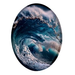 Tsunami Waves Ocean Sea Water Rough Seas Oval Glass Fridge Magnet (4 Pack) by uniart180623