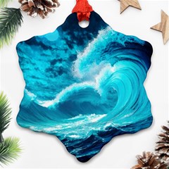 Ai Generated Waves Ocean Sea Tsunami Nautical Sea Ornament (snowflake) by uniart180623