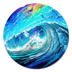 Tsunami Waves Ocean Sea Nautical Nature Water Painting Magnet 5  (round) by uniart180623