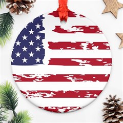 Flag Usa Unite Stated America Round Ornament (two Sides) by uniart180623