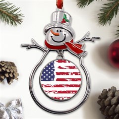 Flag Usa Unite Stated America Metal Snowman Ornament by uniart180623