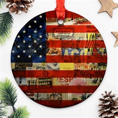 Usa Flag United States Round Ornament (two Sides) by uniart180623