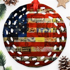 Usa Flag United States Round Filigree Ornament (two Sides) by uniart180623