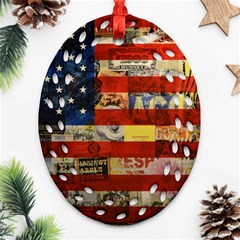 Usa Flag United States Ornament (oval Filigree) by uniart180623