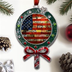 Usa Flag United States Metal X mas Lollipop With Crystal Ornament by uniart180623