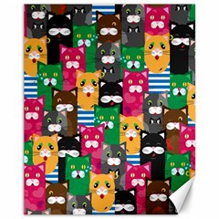 Cat Funny Colorful Pattern Canvas 11  X 14  by uniart180623