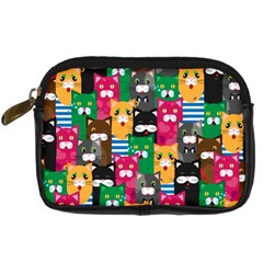 Cat Funny Colorful Pattern Digital Camera Leather Case by uniart180623