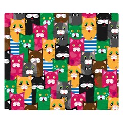 Cat Funny Colorful Pattern Two Sides Premium Plush Fleece Blanket (small) by uniart180623