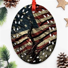 Flag Usa American Flag Oval Filigree Ornament (two Sides) by uniart180623