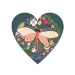 Bug Nature Flower Dragonfly Heart Magnet Front