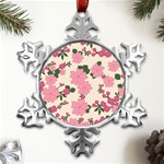 Floral Vintage Flowers Metal Small Snowflake Ornament Front