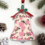 Floral Vintage Flowers Metal Holly Leaf Bell Ornament Front