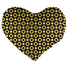  Mazipoodles Yellow Donuts Polka Dot Large 19  Premium Heart Shape Cushions by Mazipoodles