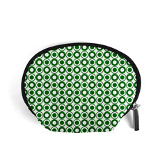 Mazipoodles Green White Donuts Polka Dot  Accessory Pouch (small) by Mazipoodles