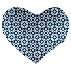 Mazipoodles Dusty Duck Egg Blue White Donuts Polka Dot Large 19  Premium Heart Shape Cushions by Mazipoodles