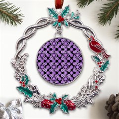 Bitesize Flowers Pearls And Donuts Lilac Black Metal X mas Wreath Holly Leaf Ornament by Mazipoodles