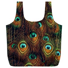 Peacock Feathers Full Print Recycle Bag (xl) by Ravend